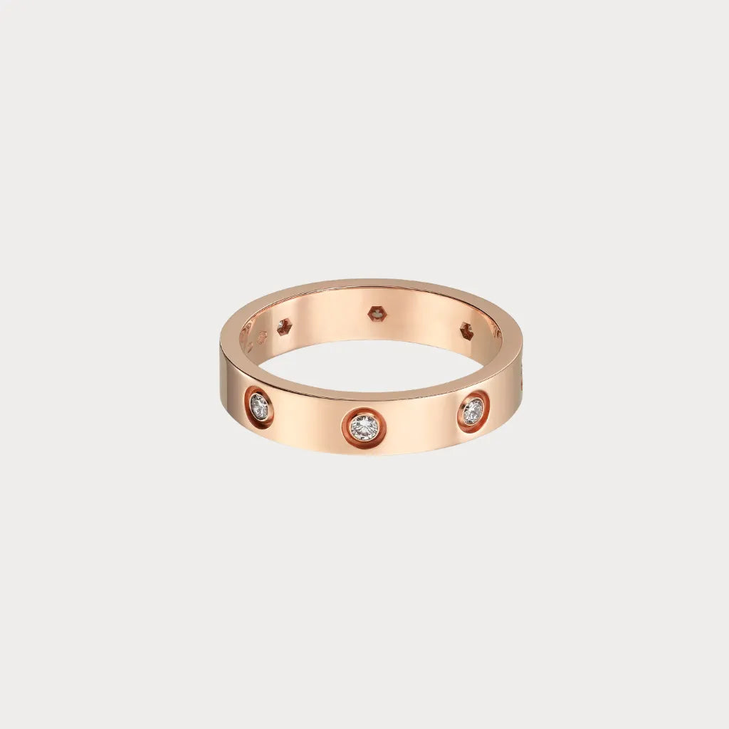 Love Flush Set Stone Band Ring