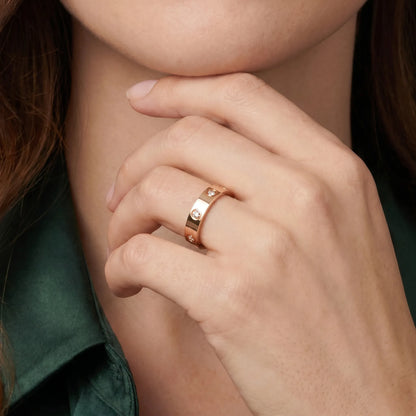Love Flush Set Stone Band Ring
