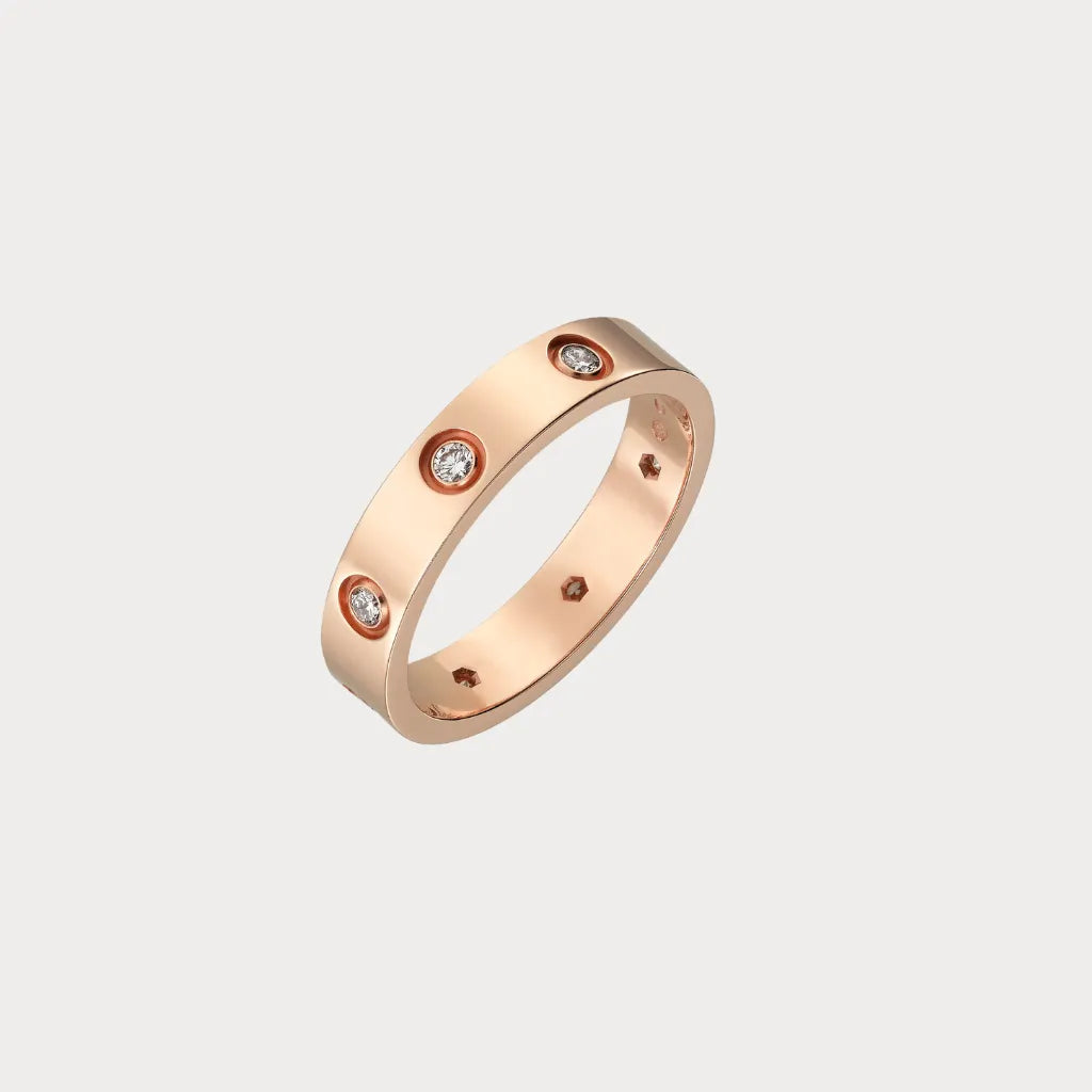 Love Flush Set Stone Band Ring