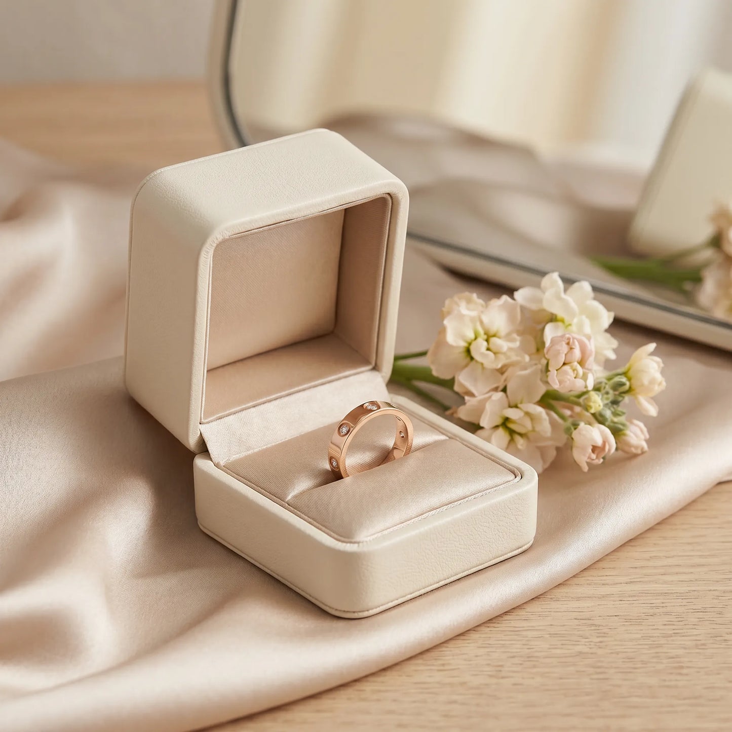 Love Flush Set Stone Band Ring