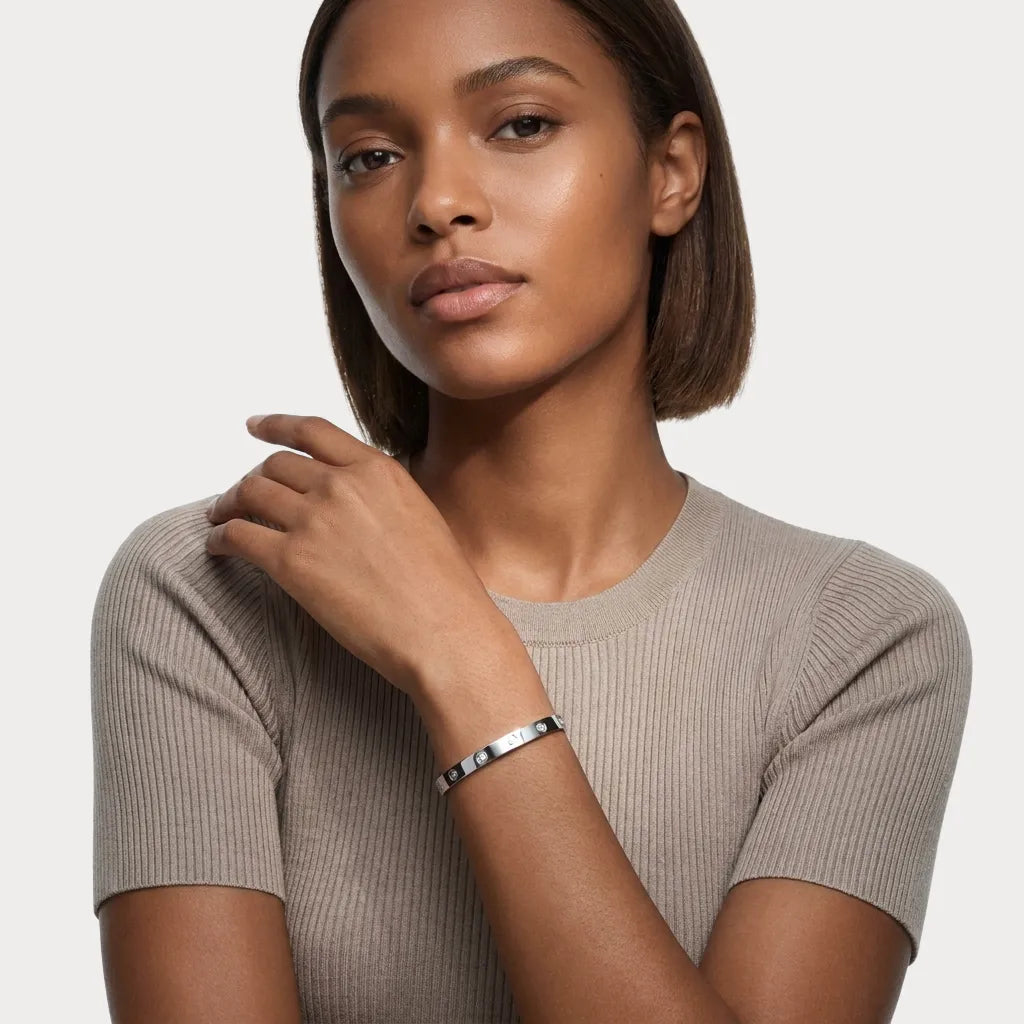Love Minimal Stone Bangle Bracelet