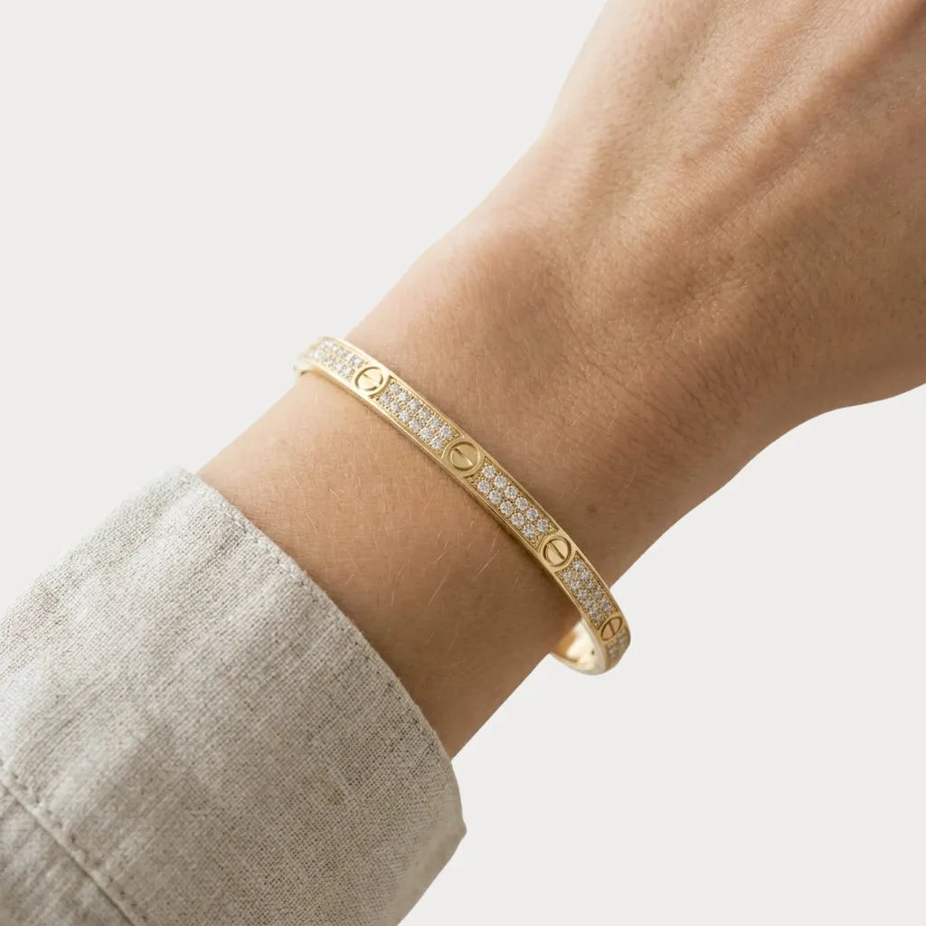 Love Pavé Line Bangle Bracelet