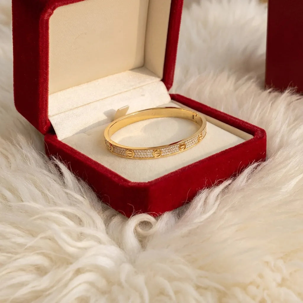 Love Pavé Line Bangle Bracelet