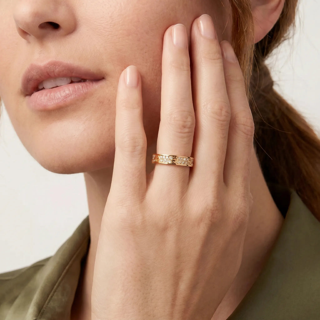 Love Pave Screw Band Ring
