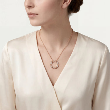 Love Pave Screw Circle Necklace