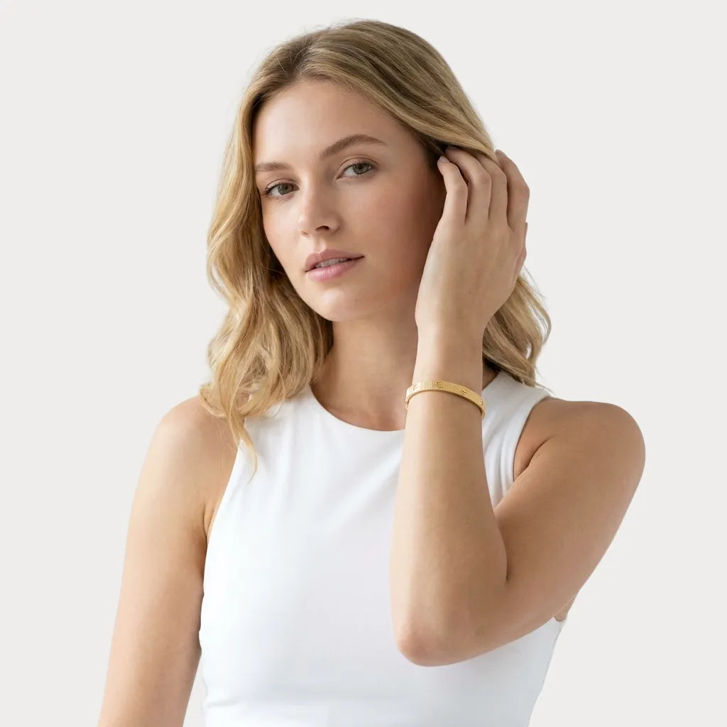 Love Ribbed Screw Accent Bracelet