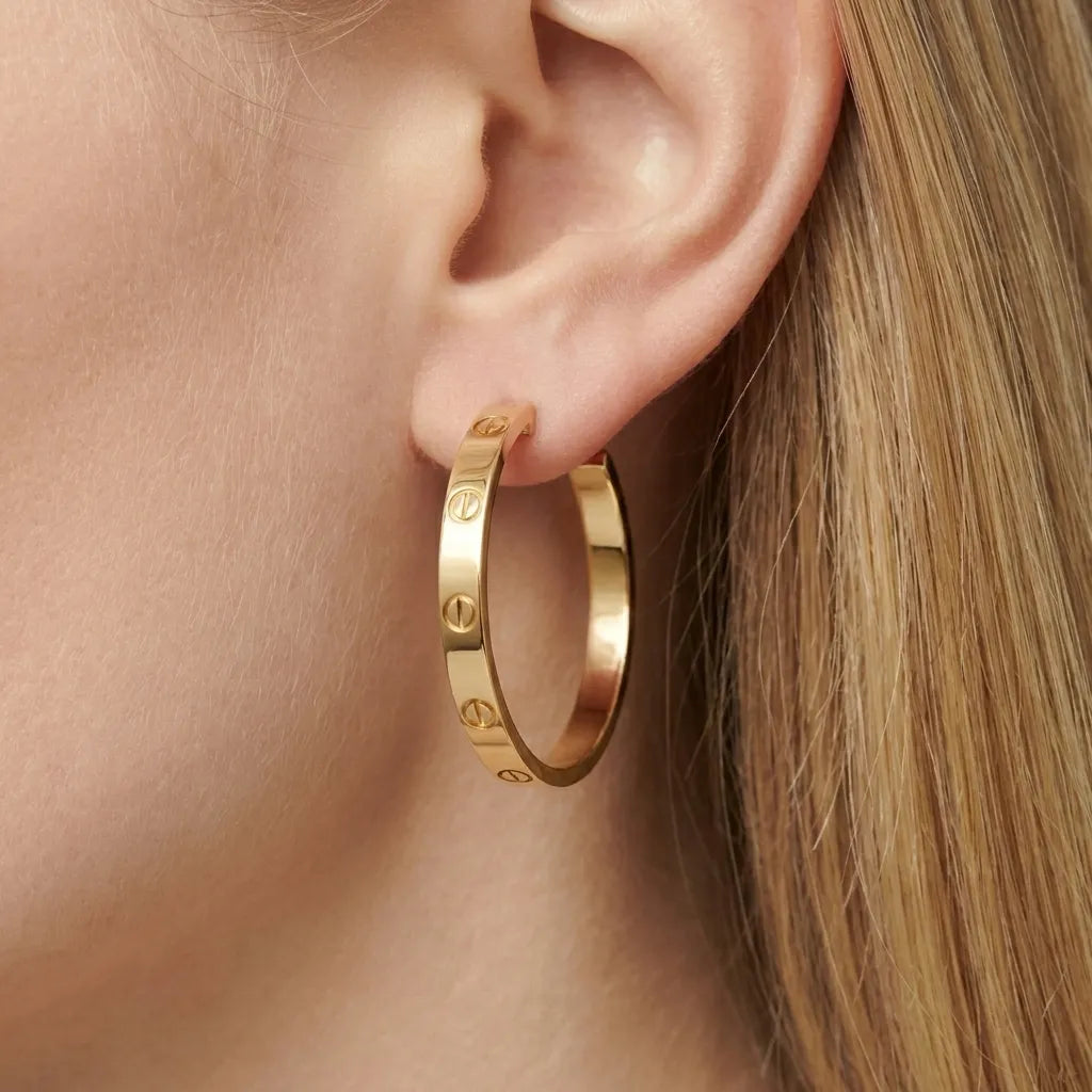 Love Screw Accent Hoop Earrings