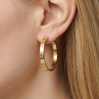 Love Screw Accent Hoop Earrings