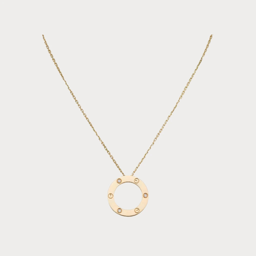 Love Screw Detail Circle Necklace