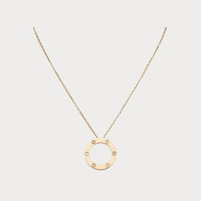 Love Screw Detail Circle Necklace