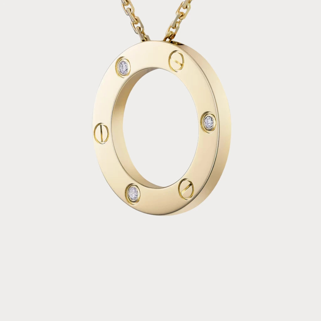 Love Screw Detail Circle Necklace