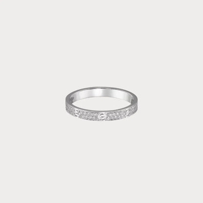 Love Screw Detail Pave Band Ring