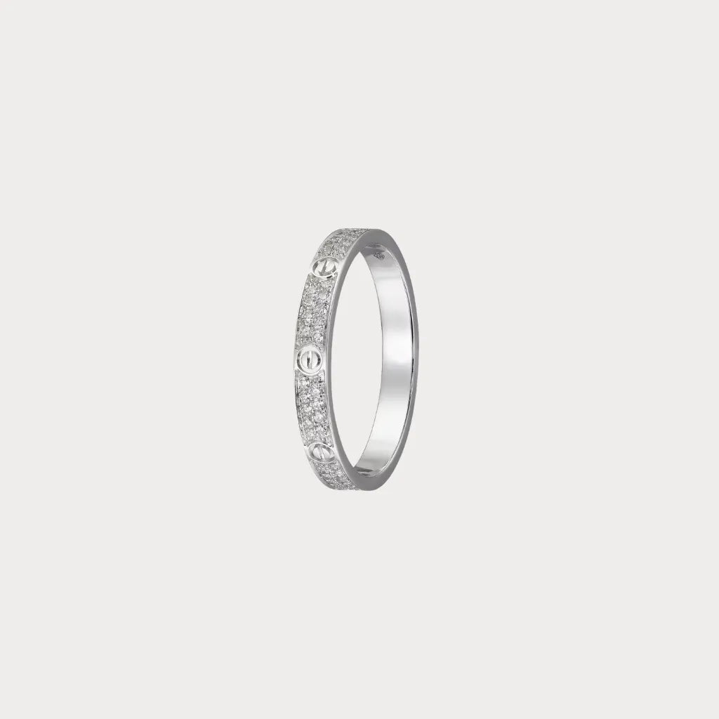 Love Screw Detail Pave Band Ring