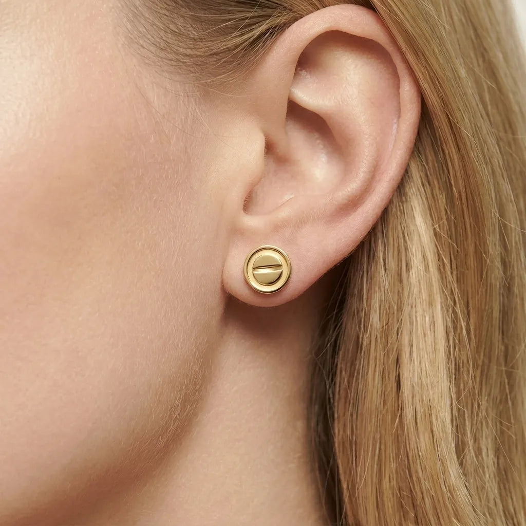 Love Screw Motif Stud Earrings