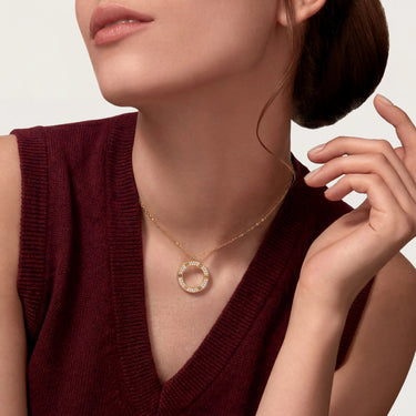 Love Stone Set Circle Necklace