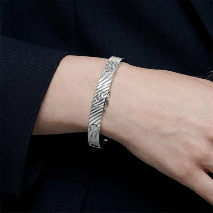 Love Textured Screw Detail Bracelet