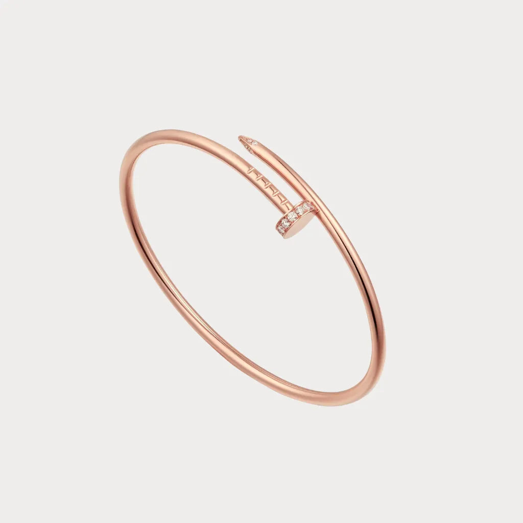 Minimalist Pave Nail Open Bangle Bracelet