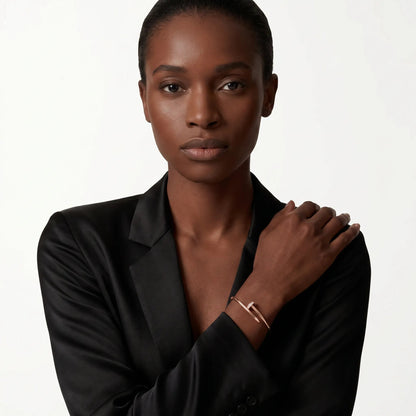 Minimalist Pave Nail Open Bangle Bracelet