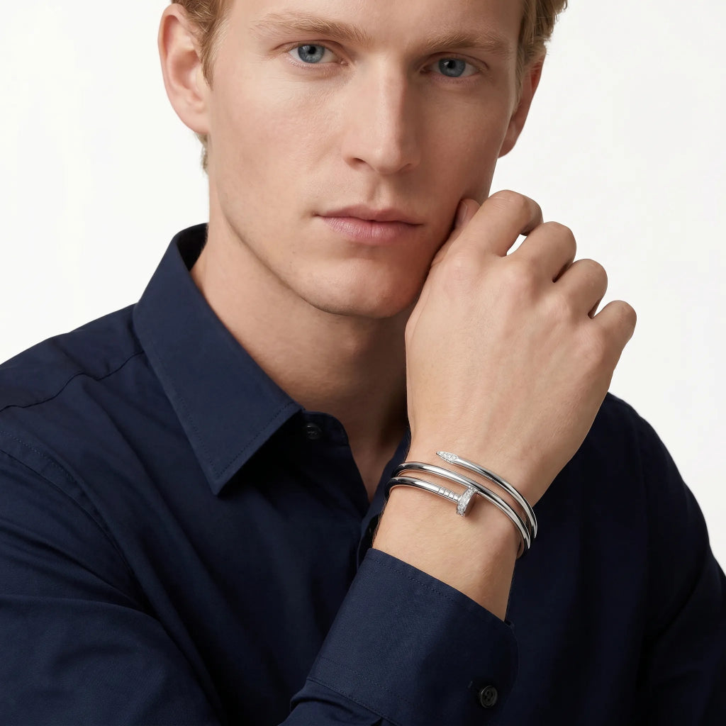 Nail Head Accent Loop Bangle Bracelet