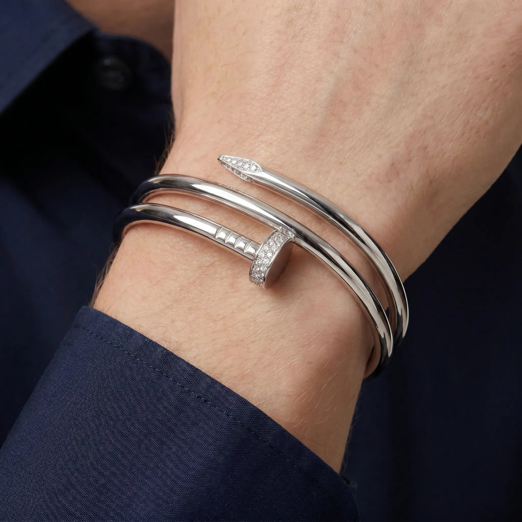 Nail Head Accent Loop Bangle Bracelet