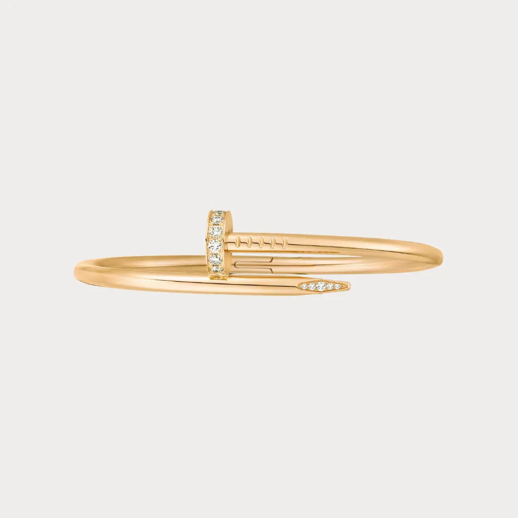 Curved Nail Pave Open Bangle Bracelet