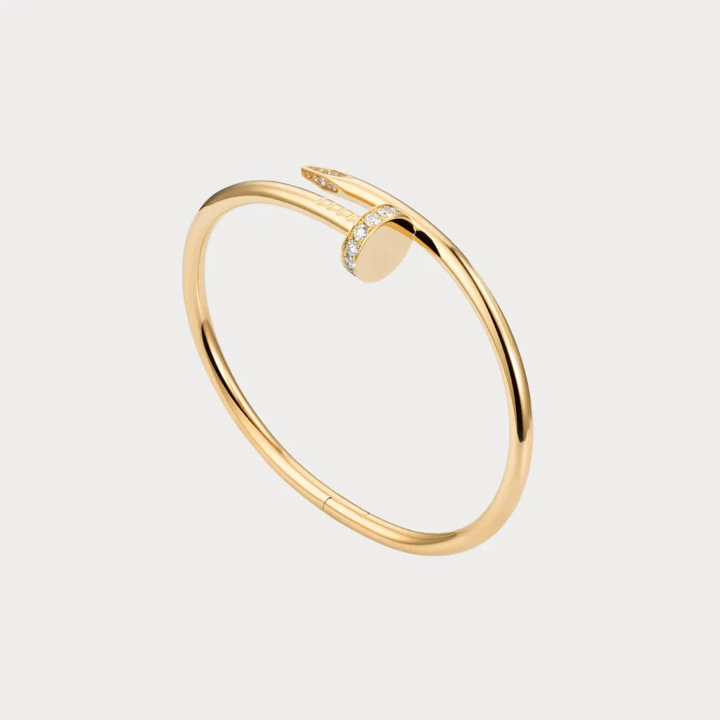 Curved Nail Pave Open Bangle Bracelet