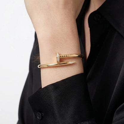 Curved Nail Pave Open Bangle Bracelet