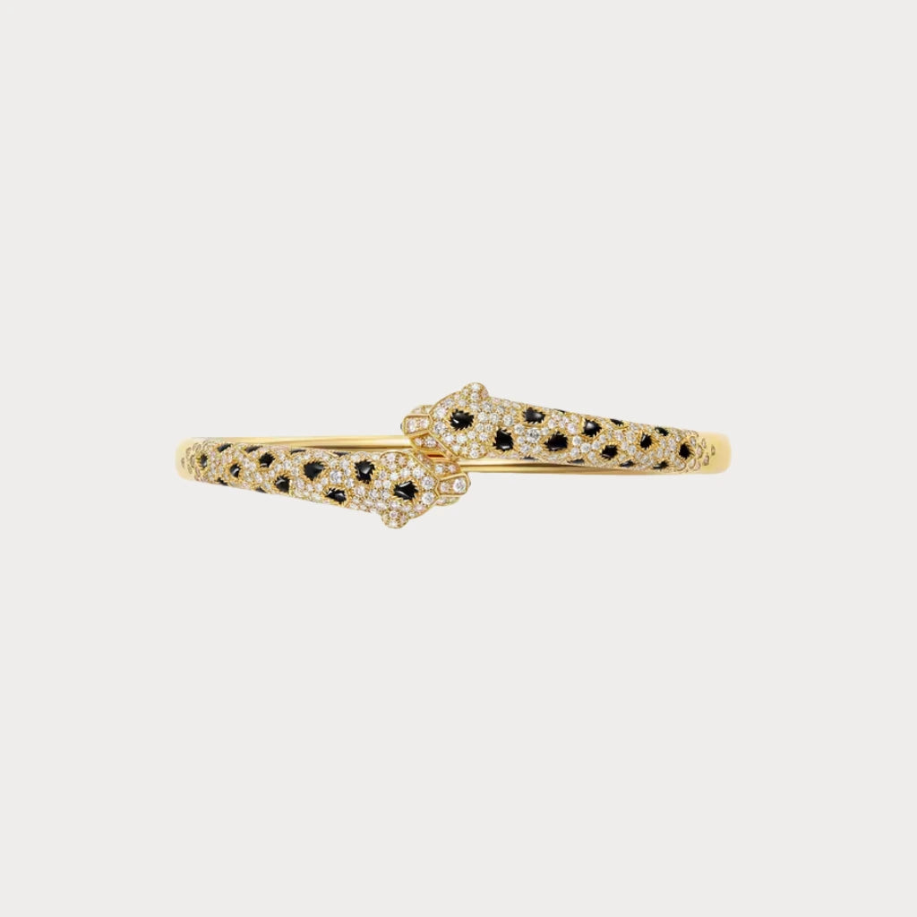 Panther Twin Head Bangle Bracelet