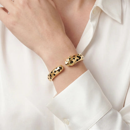 Panther Head Open Bangle Bracelet