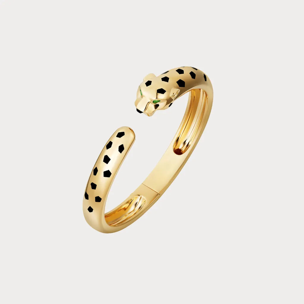 Panther Head Open Bangle Bracelet