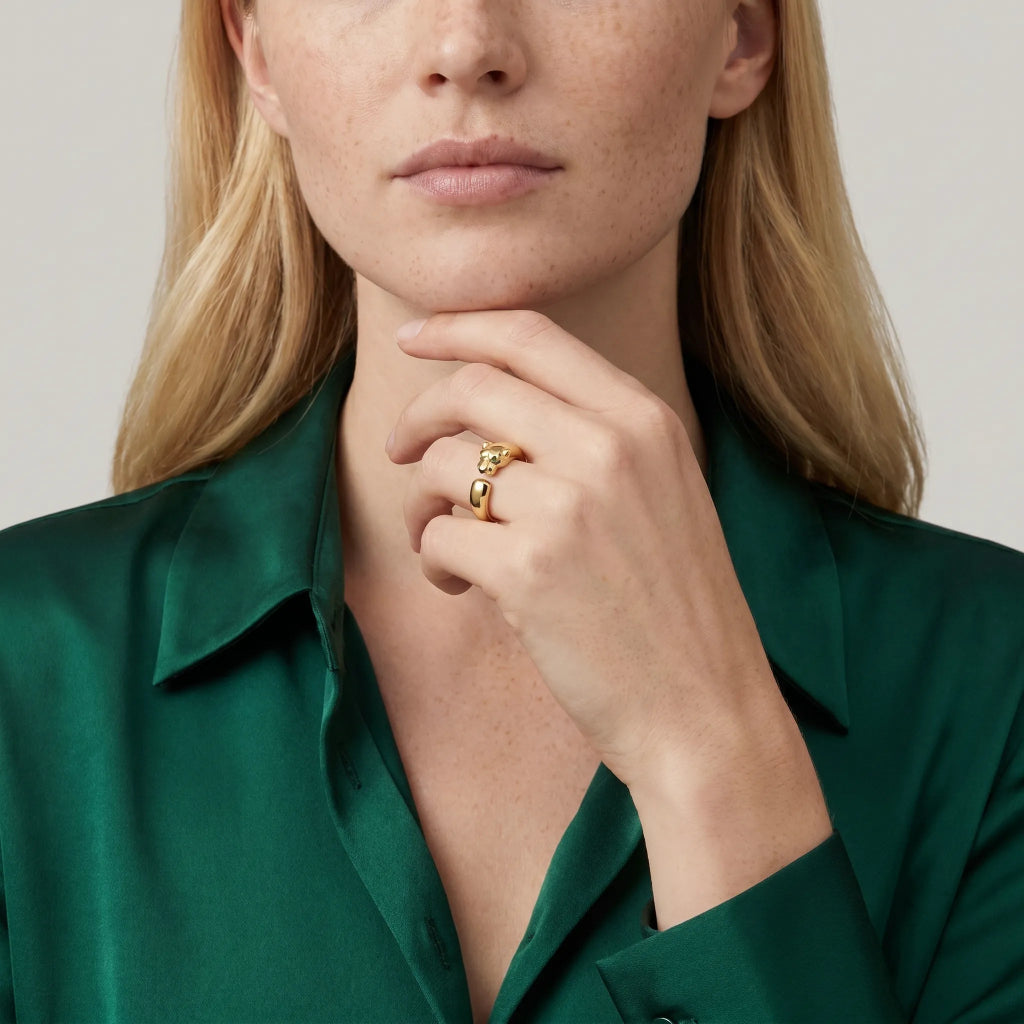 Panther Head Open Ring