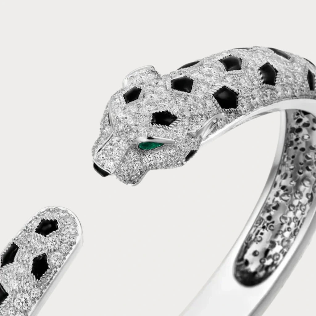 Panthere Pave Open Bangle Bracelet