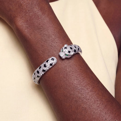 Panthere Pave Open Bangle Bracelet
