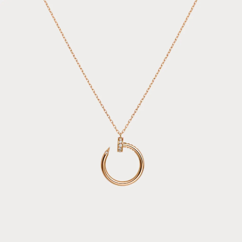 Pave Nail Hoop Pendant Necklace