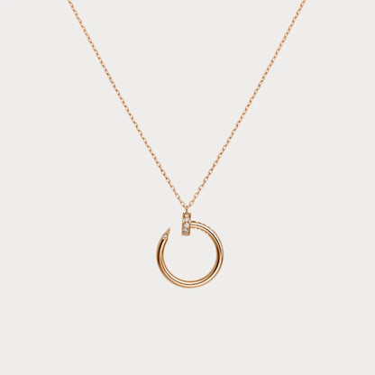 Pave Nail Hoop Pendant Necklace