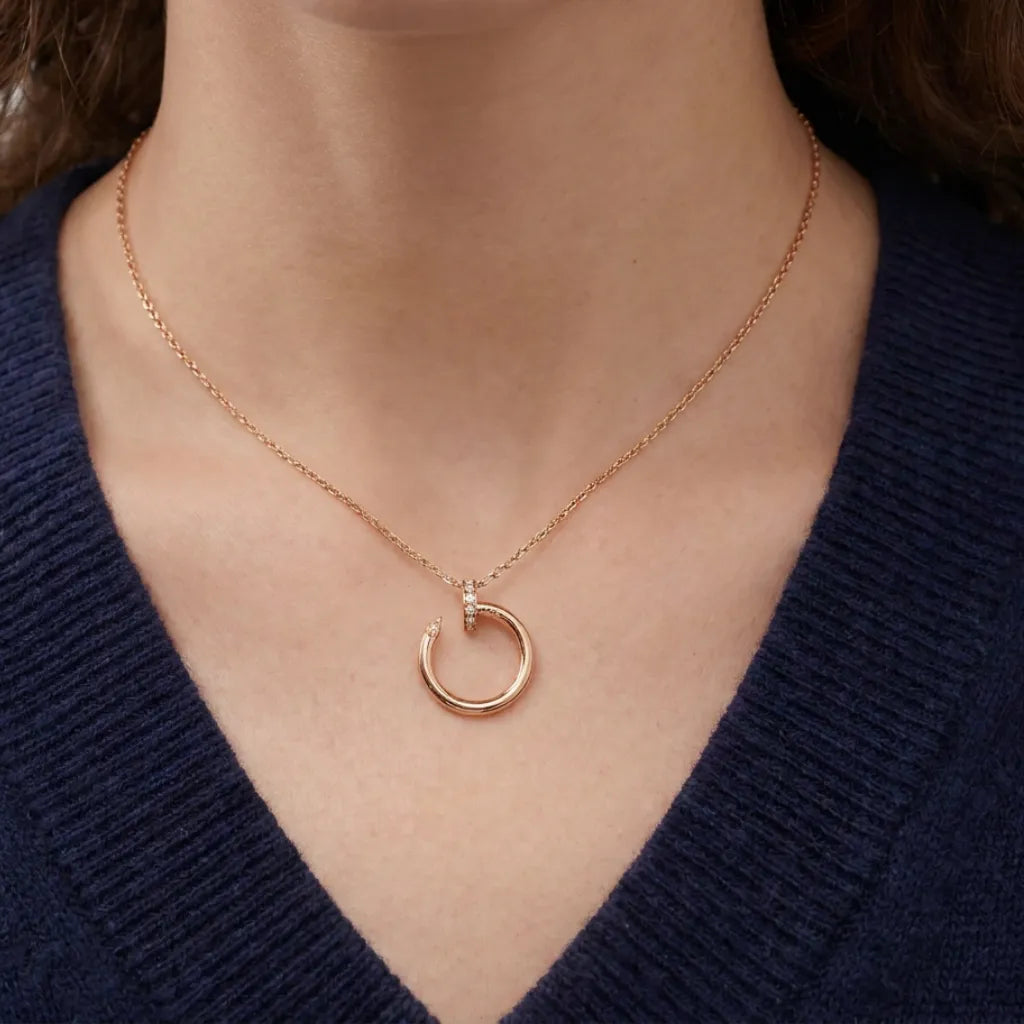 Pave Nail Hoop Pendant Necklace