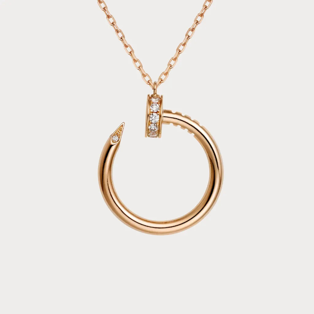 Pave Nail Hoop Pendant Necklace