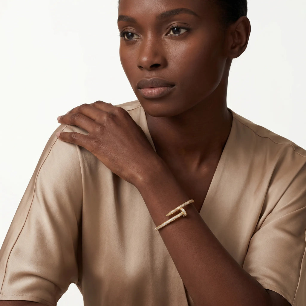 Pave Nail Tip Open Bangle Bracelet