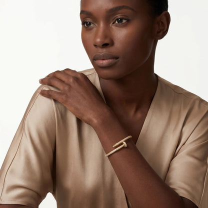 Pave Nail Tip Open Bangle Bracelet