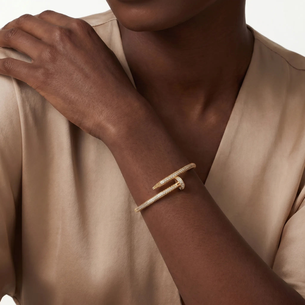 Pave Nail Tip Open Bangle Bracelet