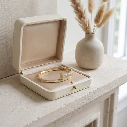 Pave Nail Tip Open Bangle Bracelet