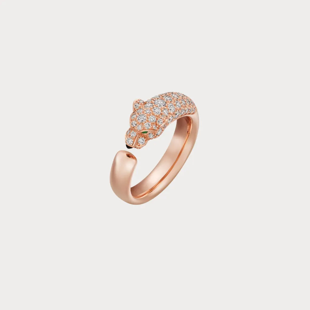 Pave Panther Head Cuff Ring