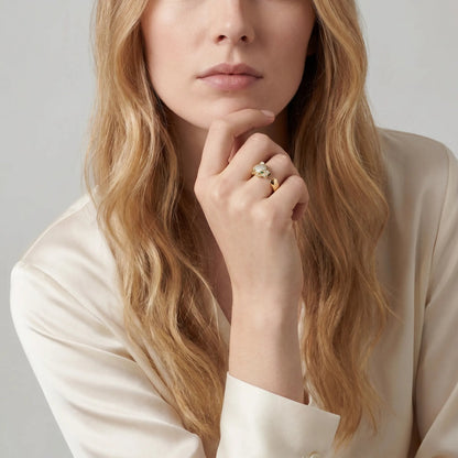 Pave Panther Head Open Ring