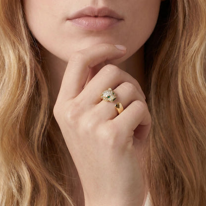 Pave Panther Head Open Ring