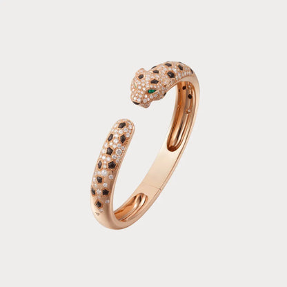 Pave Panther Motif Open Cuff Bracelet