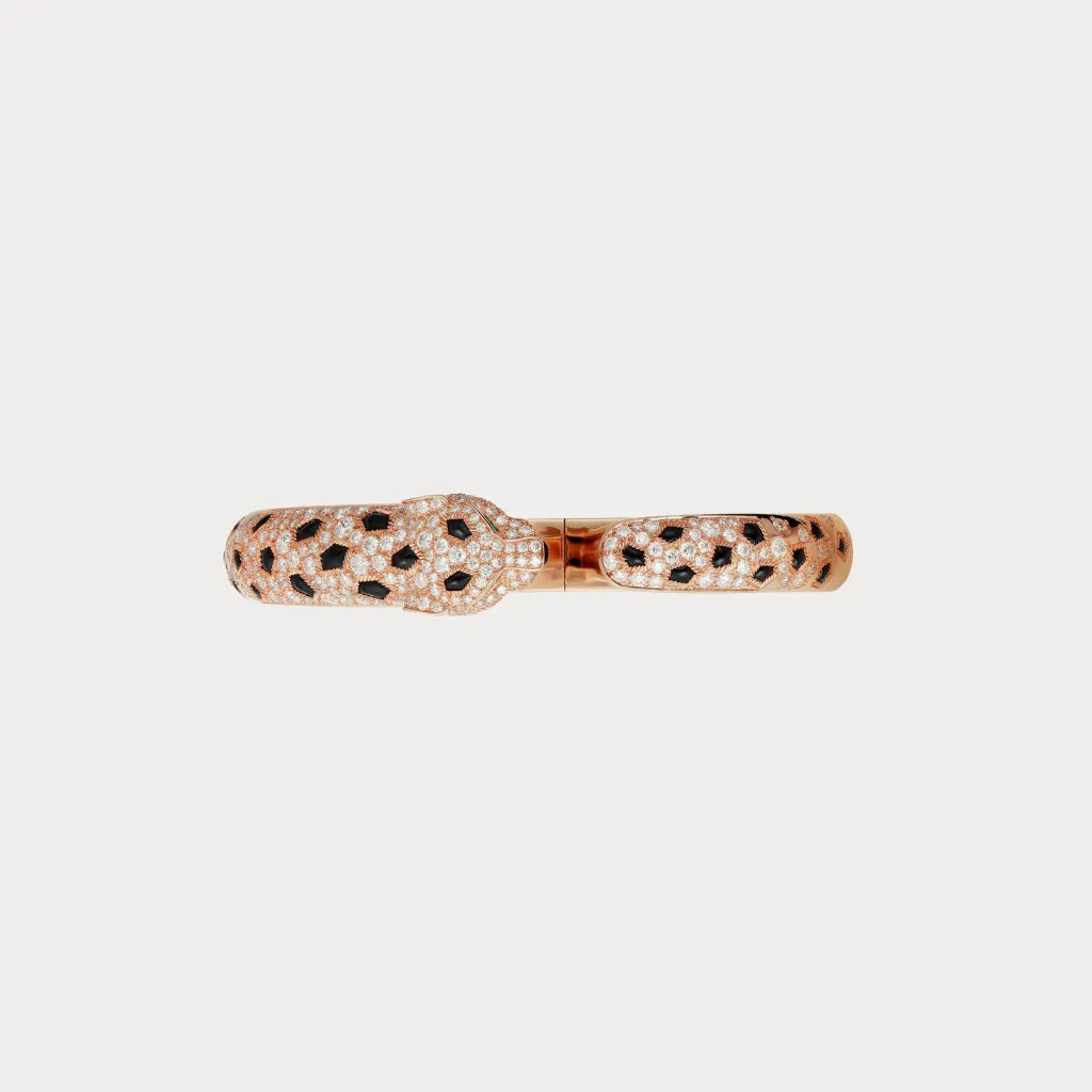 Pave Panther Motif Open Cuff Bracelet