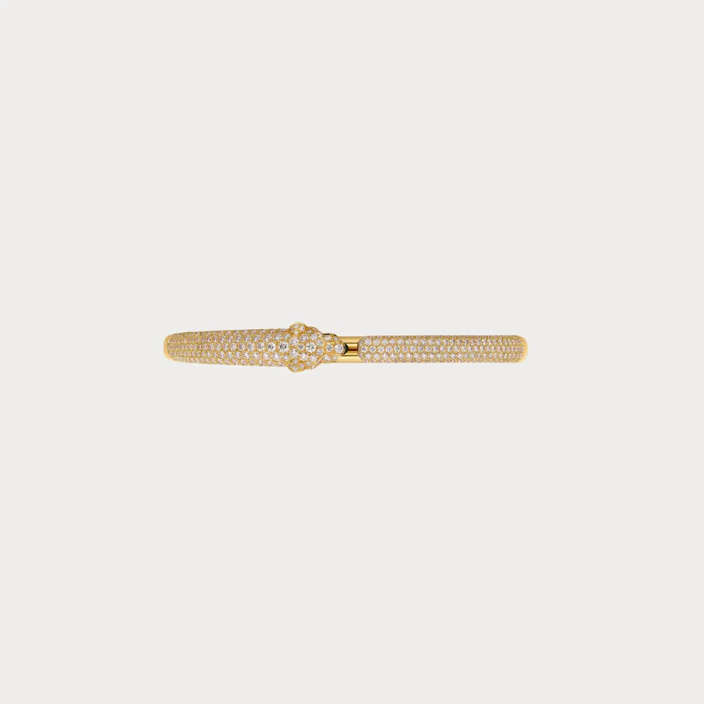 Pave Panther Open Bangle Bracelet