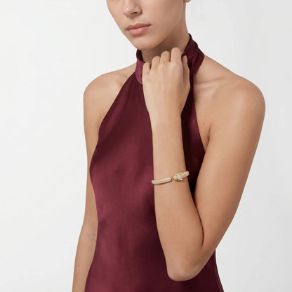 Pave Panther Open Bangle Bracelet