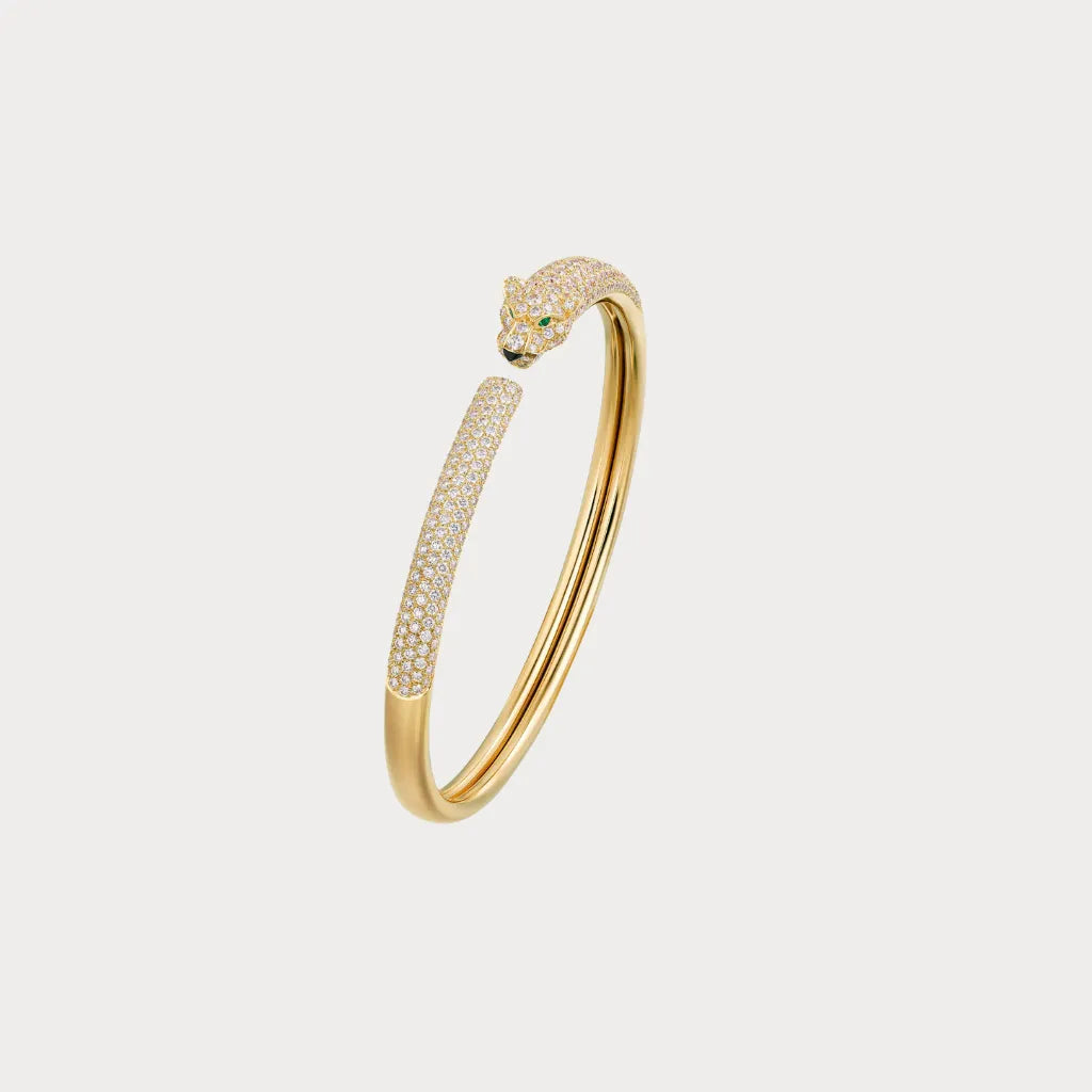 Pave Panther Open Bangle Bracelet