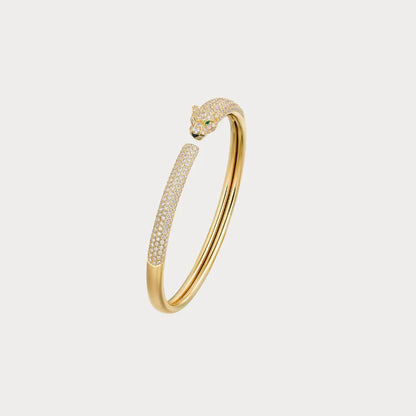 Pave Panther Open Bangle Bracelet
